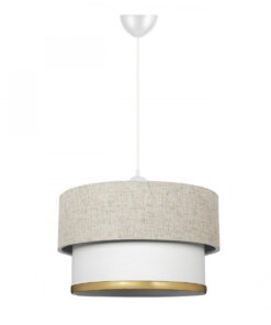 GloboStar® GLOBOSTAR® FOCUS 204-0100 Μοντέρνο Κρεμαστό Φωτιστικό Οροφής με Ντουί 1 x E27 AC 220-240V IP20 - Λευκό & Μπεζ - Μ30 x Π30 x Υ23cm