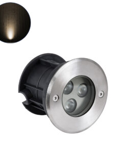 GloboStar® GLOBOSTAR® UNDERWATER-HUNI 90414 Υποβρύχιο Χωνευτό Σποτ για Σιντριβάνια/Πισίνες LED 3W 270lm 30° DC 24V Αδιάβροχο IP68 Θερμό Λευκό 2700K Dimmable - Ανοξείδωτο Ατσάλι 304 - Φ10 x Υ7.5cm - Q9.5 - 3 Χρόνια Εγγύηση