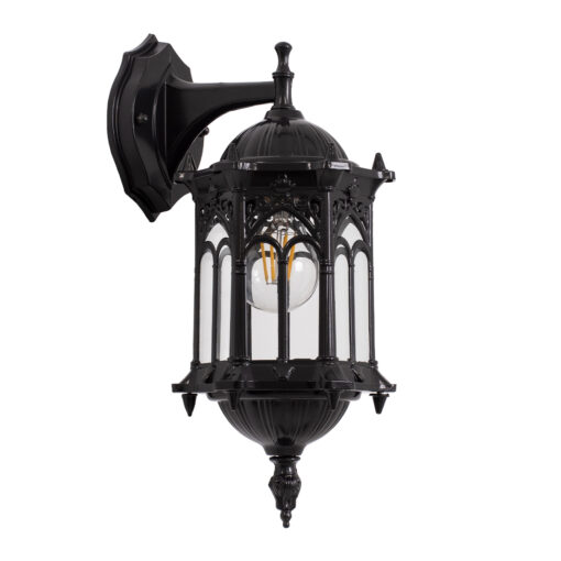 GloboStar® GLOBOSTAR® DARCY 00657 Vintage Φωτιστικό Τοίχου - Απλίκα με Ντουί 1 x E27 AC 220-240V IP20 - Μαύρο - Μ15.5 x Π15.5 x Υ34.5cm