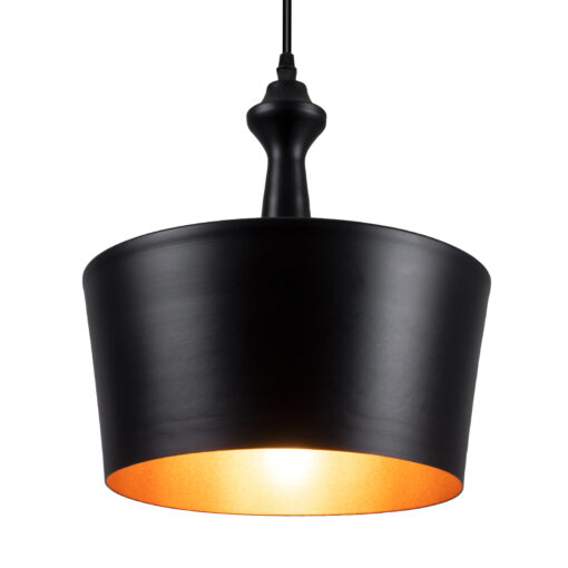 GloboStar® GLOBOSTAR® ROCKFORD 01287-A Μοντέρνο Κρεμαστό Φωτιστικό Οροφής με Ντουί 1 x E27 AC 220-240V IP20 - Μαύρο & Χρυσό - Μ30 x Π30 x Υ30cm