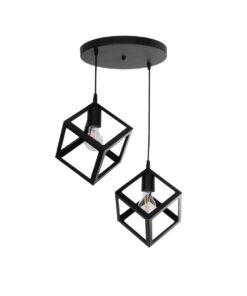 GloboStar® GLOBOSTAR® DISE 201-0050 Μοντέρνο Κρεμαστό Φωτιστικό Οροφής με Ντουί 2 x E27 AC 220-240V IP20 - Μαύρο - Μ50 x Π30 x Υ50cm