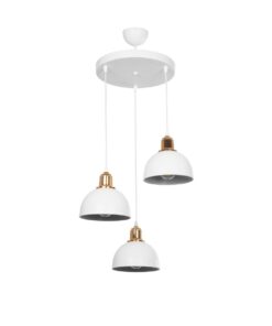 GloboStar® GLOBOSTAR® ΗUT 203-0148 Μοντέρνο Κρεμαστό Φωτιστικό Οροφής με Ντουί 3 x E27 AC 220-240V IP20 - Λευκό & Χρυσό - Μ40 x Π40 x Υ40cm