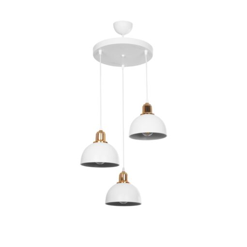 GloboStar® GLOBOSTAR® ΗUT 203-0148 Μοντέρνο Κρεμαστό Φωτιστικό Οροφής με Ντουί 3 x E27 AC 220-240V IP20 - Λευκό & Χρυσό - Μ40 x Π40 x Υ40cm