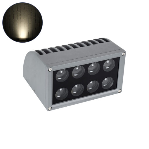 GloboStar® GloboStar® FLOOD-DENA 90486 Επιτοίχιος Προβολέας Wall Washer για Φωτισμό Κτιρίων - Απλίκα & Δαπέδου LED 16W 1520lm 5° DC 24V Αδιάβροχο IP67 Μ15.5 x Π13 x Υ9.1cm Φυσικό Λευκό 4500K - Γκρι Ανθρακί - 3 Years Warranty
