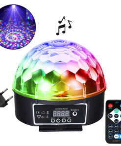 GloboStar® GloboStar® 79602 LED Party Disco Μπάλα με Περιστρεφόμενα Φωτορυθμικά Εφέ Πολύχρωμη RGB DMX512 20W με Sound Control Activated Εφέ και με Ασύρματο Χειριστήριο AC 230V IP20 Φ17 x Υ15cm