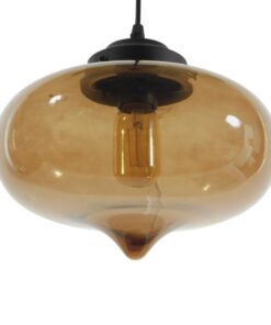 GloboStar® GLOBOSTAR® QUINN 01029 Vintage Κρεμαστό Φωτιστικό Οροφής με Ντουί 1 x E27 AC 220-240V IP20 - Μελί & Μαύρο - Μ26 x Π26 x Υ20cm