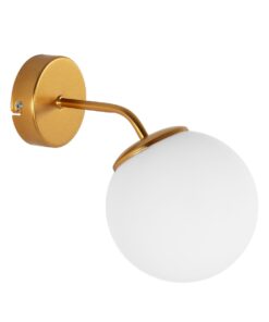 GloboStar® GloboStar® DALPH 203-0033 Vintage Επιτοίχιο Φωτιστικό Απλίκα Μονόφωτο 1 x E27 IP20 Χρυσό Μέταλλο με Λευκό Γυαλί - M15 x Π25 x Υ22cm