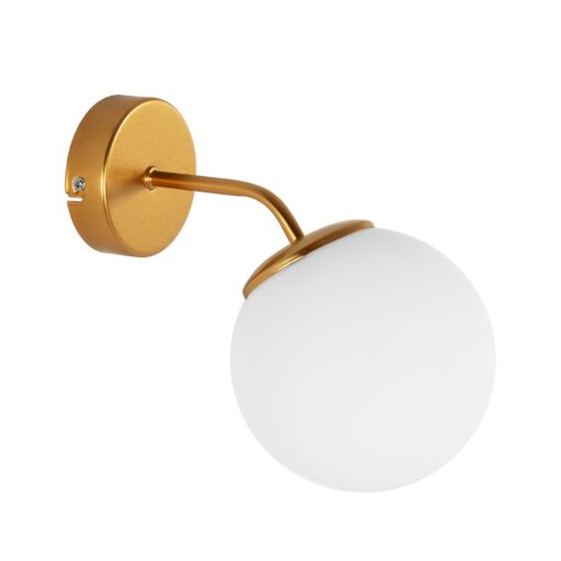 GloboStar® GloboStar® DALPH 203-0033 Vintage Επιτοίχιο Φωτιστικό Απλίκα Μονόφωτο 1 x E27 IP20 Χρυσό Μέταλλο με Λευκό Γυαλί - M15 x Π25 x Υ22cm