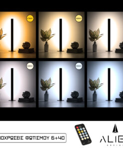 GloboStar® GloboStar® ALIEN-DIVA-BLACK-50-10 ALIEN Design DIVA Μοντέρνο Minimal Nordic Μεταλλικό Φωτιστικό Επιτραπέζιο - Πορτατίφ - Λαμπατέρ Μαύρο LED 10W 1500lm με Ασύρματο Χειριστήριο RF & Dimmer IP20 CCT Θερμό 2700 K έως Ψυχρό 6000K Μ3 x Π1.6 x Υ50cm