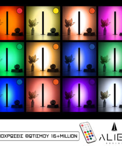 GloboStar® GloboStar® ALIEN-DIVA-BLACK-50-12 ALIEN Design DIVA Μοντέρνο Minimal Nordic Μεταλλικό Φωτιστικό Επιτραπέζιο - Πορτατίφ - Λαμπατέρ Μαύρο LED 10W 1500lm με Ασύρματο Χειριστήριο RF & Dimmer IP20 Πολύχρωμο RGBW + WW Smart Home Wi-Fi Μ3 x Π1.6 x Υ50cm