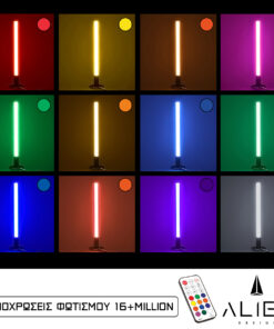 Alternative view of GloboStar® ALIEN-DIVA-BLACK-50-12 ALIEN Design DIVA Μοντέρνο Minimal Nordic Μεταλλικό Φωτιστικό Επιτραπέζιο - Πορτατίφ - Λαμπατέρ Μαύρο LED 10W 1500lm με Ασύρματο Χειριστήριο RF & Dimmer IP20 Πολύχρωμο RGBW + WW Smart Home Wi-Fi Μ3 x Π1.6 x Υ50cm