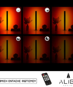 GloboStar® GloboStar® ALIEN-DIVA-BLACK-50-4 ALIEN Design DIVA Μοντέρνο Minimal Nordic Μεταλλικό Φωτιστικό Επιτραπέζιο - Πορτατίφ - Λαμπατέρ Μαύρο LED 8W 800lm με Ασύρματο Χειριστήριο RF & Dimmer IP20 Κόκκινο Μ3 x Π1.6 x Υ50cm