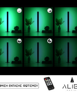 GloboStar® GloboStar® ALIEN-DIVA-BLACK-50-5 ALIEN Design DIVA Μοντέρνο Minimal Nordic Μεταλλικό Φωτιστικό Επιτραπέζιο - Πορτατίφ - Λαμπατέρ Μαύρο LED 8W 800lm με Ασύρματο Χειριστήριο RF & Dimmer IP20 Πράσινο Μ3 x Π1.6 x Υ50cm