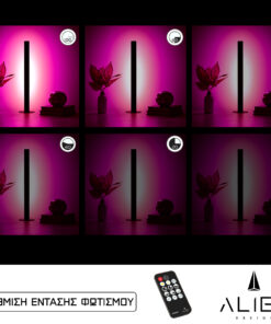 GloboStar® GloboStar® ALIEN-DIVA-BLACK-50-7 ALIEN Design DIVA Μοντέρνο Minimal Nordic Μεταλλικό Φωτιστικό Επιτραπέζιο - Πορτατίφ - Λαμπατέρ Μαύρο LED 8W 800 lm με Ασύρματο Χειριστήριο RF & Dimmer IP20 Ροζ Μ3 x Π1.6 x Υ50cm