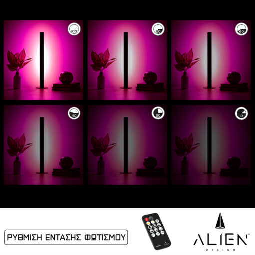 GloboStar® GloboStar® ALIEN-DIVA-BLACK-50-7 ALIEN Design DIVA Μοντέρνο Minimal Nordic Μεταλλικό Φωτιστικό Επιτραπέζιο - Πορτατίφ - Λαμπατέρ Μαύρο LED 8W 800 lm με Ασύρματο Χειριστήριο RF & Dimmer IP20 Ροζ Μ3 x Π1.6 x Υ50cm