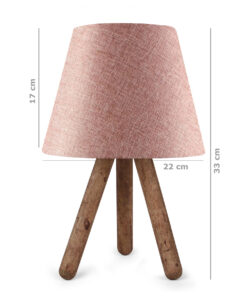 GloboStar® GloboStar® CAP 204-0070 Μοντέρνο Eπιτραπέζιο Φωτιστικό Πορτατίφ Μονόφωτο 1 x E27 IP20 Καφέ Ξύλο με Ροζ Ύφασμα - Μ22 x Π22 x Υ33cm