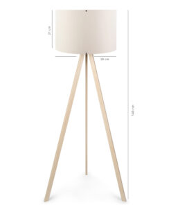 GloboStar® SAGA 204-0046 Μοντέρνο Eπιδαπέδιο Φωτιστικό Μονόφωτο 1 x E27 IP20 Μπεζ Ξύλο με Λευκό Ύφασμα - Μ38 x Π38 x Υ140cm 16 ayd 1524 2