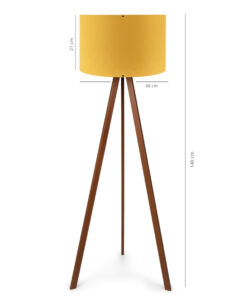 GloboStar® SAGA 204-0033 Μοντέρνο Eπιδαπέδιο Φωτιστικό Μονόφωτο 1 x E27 IP20 Καφέ Ξύλο με Κίτρινο Ύφασμα - Μ38 x Π38 x Υ140cm 16 ayd 1565 2