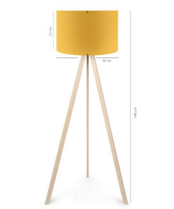 GloboStar® SAGA 204-0045 Μοντέρνο Eπιδαπέδιο Φωτιστικό Μονόφωτο 1 x E27 IP20 Μπεζ Ξύλο με Κίτρινο Ύφασμα - Μ38 x Π38 x Υ140cm 16 ayd 1566 2