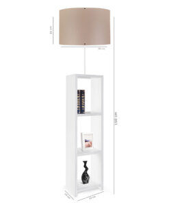 GloboStar® GloboStar® WOODO 204-0052 Μοντέρνο Eπιδαπέδιο Φωτιστικό Μονόφωτο 1 x E27 IP20 Λευκό Ξύλο με Μπεζ Ύφασμα - Μ38 x Π38 x Υ150cm