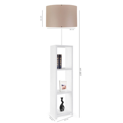 GloboStar® GloboStar® WOODO 204-0052 Μοντέρνο Eπιδαπέδιο Φωτιστικό Μονόφωτο 1 x E27 IP20 Λευκό Ξύλο με Μπεζ Ύφασμα - Μ38 x Π38 x Υ150cm