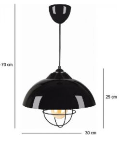 GloboStar® GLOBOSTAR® INDUSTRY 204-0110 Μοντέρνο Κρεμαστό Φωτιστικό Οροφής με Ντουί 1 x E27 AC 220-240V IP20 - Μαύρο - Μ30 x Π30 x Υ25cm