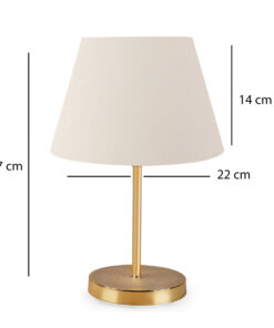 Alternative view of GloboStar® GLOSSY 204-0071 Μοντέρνο Eπιτραπέζιο Φωτιστικό Πορτατίφ Μονόφωτο 1 x E27 IP20 Χρυσό Μέταλλο με Λευκό Ύφασμα - Μ22 x Π22 x Υ37cm