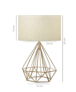 GloboStar® GloboStar® DIAMOND 204-0084 Μοντέρνο Eπιτραπέζιο Φωτιστικό Πορτατίφ Μονόφωτο 1 x E27 IP20 Χρυσό Μέταλλο με Μπεζ Ύφασμα - Μ24 x Π24 x Υ35cm