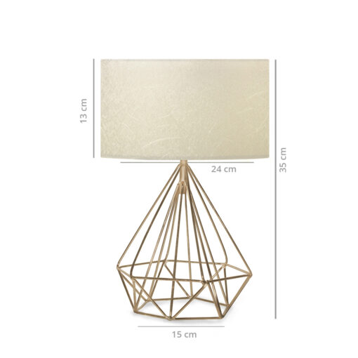 GloboStar® GloboStar® DIAMOND 204-0084 Μοντέρνο Eπιτραπέζιο Φωτιστικό Πορτατίφ Μονόφωτο 1 x E27 IP20 Χρυσό Μέταλλο με Μπεζ Ύφασμα - Μ24 x Π24 x Υ35cm