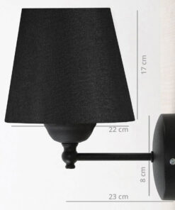 GloboStar® GloboStar® PAM 204-0113 Μοντέρνο Επιτοίχειο Φωτιστικό Aπλίκα Μονόφωτο 1 x E27 IP20 Μαύρο Μέταλλο με Μαύρο Ύφασμα - Μ23 x Π23 x Υ17cm