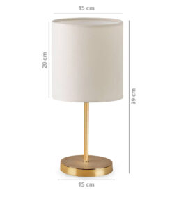 GloboStar® GloboStar® GLOSSY 204-0078 Μοντέρνο Eπιτραπέζιο Φωτιστικό Πορτατίφ Μονόφωτο 1 x E27 IP20 Χρυσό Μέταλλο με Μπεζ Ύφασμα - Μ15 x Π15 x Υ39cm