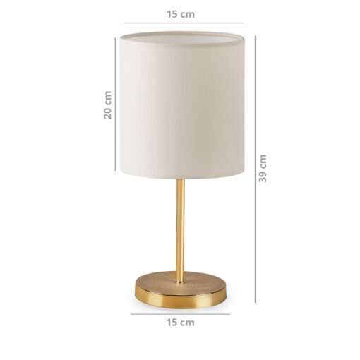 GloboStar® GloboStar® GLOSSY 204-0078 Μοντέρνο Eπιτραπέζιο Φωτιστικό Πορτατίφ Μονόφωτο 1 x E27 IP20 Χρυσό Μέταλλο με Μπεζ Ύφασμα - Μ15 x Π15 x Υ39cm