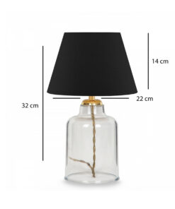 GloboStar® GloboStar® TRANS 204-0054 Μοντέρνο Eπιτραπέζιο Φωτιστικό Πορτατίφ Μονόφωτο 1 x E27 IP20 Διάφανο Πλαστικό με Μαύρο Ύφασμα - Μ22 x Π22 x Υ14cm