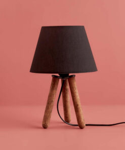 GloboStar® GloboStar® CAP 204-0068 Μοντέρνο Eπιτραπέζιο Φωτιστικό Πορτατίφ Μονόφωτο 1 x E27 IP20 Καφέ Ξύλο με Μαύρο Ύφασμα - Μ22 x Π22 x Υ33cm