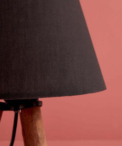 Alternative view of GloboStar® CAP 204-0068 Μοντέρνο Eπιτραπέζιο Φωτιστικό Πορτατίφ Μονόφωτο 1 x E27 IP20 Καφέ Ξύλο με Μαύρο Ύφασμα - Μ22 x Π22 x Υ33cm