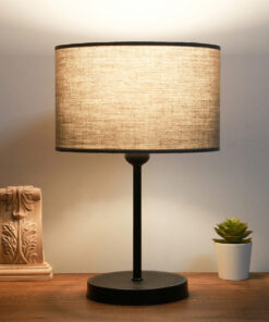 Alternative view of GloboStar® LARA 204-0076 Μοντέρνο Eπιτραπέζιο Φωτιστικό Πορτατίφ Μονόφωτο 1 x E27 IP20 Μαύρο Μέταλλο με Μαύρο Ύφασμα - Μ24 x Π24 x Υ35cm