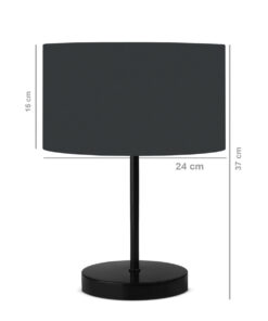 GloboStar® GloboStar® LARA 204-0076 Μοντέρνο Eπιτραπέζιο Φωτιστικό Πορτατίφ Μονόφωτο 1 x E27 IP20 Μαύρο Μέταλλο με Μαύρο Ύφασμα - Μ24 x Π24 x Υ35cm