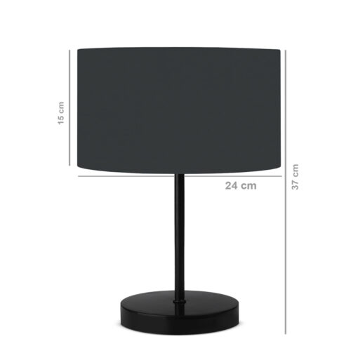 GloboStar® GloboStar® LARA 204-0076 Μοντέρνο Eπιτραπέζιο Φωτιστικό Πορτατίφ Μονόφωτο 1 x E27 IP20 Μαύρο Μέταλλο με Μαύρο Ύφασμα - Μ24 x Π24 x Υ35cm
