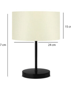 GloboStar® GloboStar® LARA 204-0075 Μοντέρνο Eπιτραπέζιο Φωτιστικό Πορτατίφ Μονόφωτο 1 x E27 IP20 Μαύρο Μέταλλο με Μπεζ Ύφασμα - Μ24 x Π24 x Υ35cm
