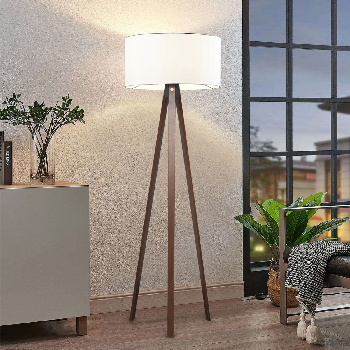 GloboStar® SAGA 204-0032 Μοντέρνο Eπιδαπέδιο Φωτιστικό Μονόφωτο 1 x E27 IP20 Καφέ Ξύλο με Λευκό Ύφασμα - Μ38 x Π38 x Υ140cm 10 GloboStar® SAGA 204-0032 Μοντέρνο Eπιδαπέδιο Φωτιστικό Μονόφωτο 1 x E27 IP20 Καφέ Ξύλο με Λευκό Ύφασμα - Μ38 x Π38 x Υ140cm - Image 9