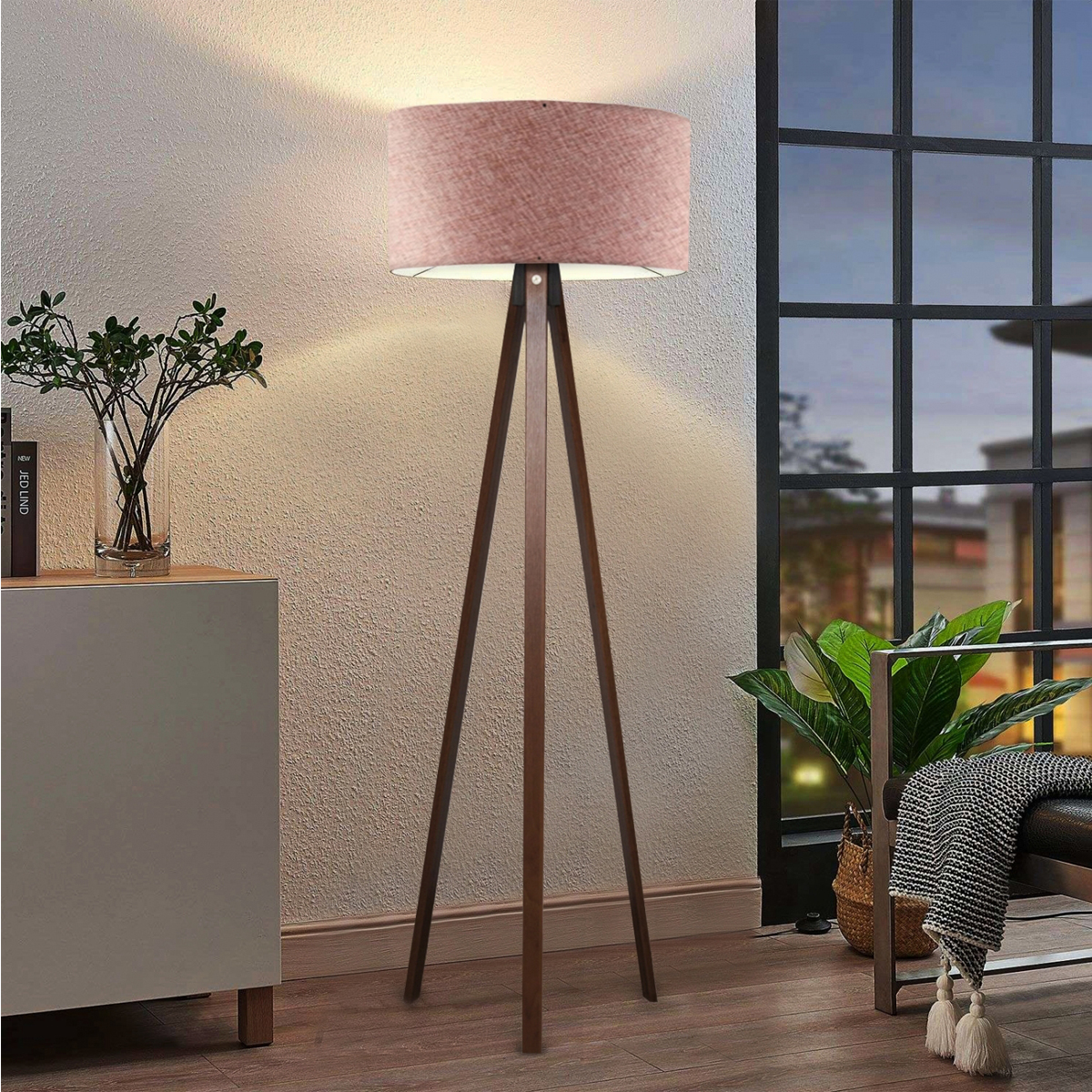 GloboStar® SAGA 204-0049 Μοντέρνο Eπιδαπέδιο Φωτιστικό Μονόφωτο 1 x E27 IP20 Καφέ Ξύλο με Ροζ Ύφασμα - Μ38 x Π38 x Υ140cm 10 GloboStar® SAGA 204-0049 Μοντέρνο Eπιδαπέδιο Φωτιστικό Μονόφωτο 1 x E27 IP20 Καφέ Ξύλο με Ροζ Ύφασμα - Μ38 x Π38 x Υ140cm - Image 9