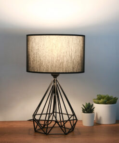 Alternative view of GloboStar® DIAMOND 204-0083 Μοντέρνο Eπιτραπέζιο Φωτιστικό Πορτατίφ Μονόφωτο 1 x E27 IP20 Μαύρο Μέταλλο με Μαύρο Ύφασμα - Μ24 x Π24 x Υ41cm