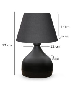 GloboStar® GloboStar® MICKEY 204-0059 Μοντέρνο Eπιτραπέζιο Φωτιστικό Πορτατίφ Μονόφωτο 1 x E27 IP20 Μαύρο Μέταλλο με Μαύρο Ύφασμα - Μ22 x Π22 x Υ30cm