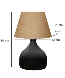 GloboStar® GloboStar® PYRAMID 204-0057 Μοντέρνο Eπιτραπέζιο Φωτιστικό Πορτατίφ Μονόφωτο 1 x E27 IP20 Μαύρο Μέταλλο με Μπεζ Ύφασμα - Μ22 x Π22 x Υ30cm