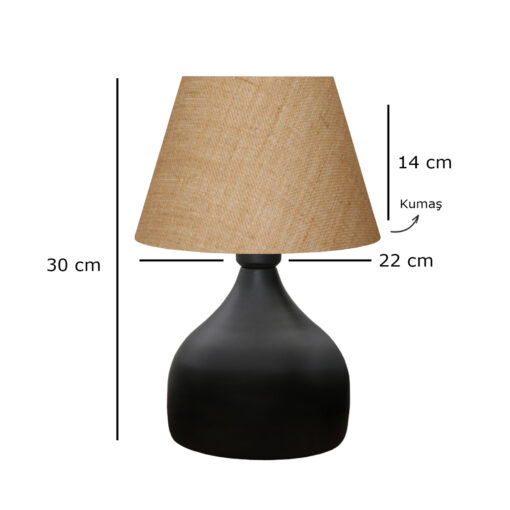 GloboStar® GloboStar® PYRAMID 204-0057 Μοντέρνο Eπιτραπέζιο Φωτιστικό Πορτατίφ Μονόφωτο 1 x E27 IP20 Μαύρο Μέταλλο με Μπεζ Ύφασμα - Μ22 x Π22 x Υ30cm