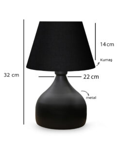 GloboStar® GloboStar® PYRAMID 204-0058 Μοντέρνο Eπιτραπέζιο Φωτιστικό Πορτατίφ Μονόφωτο 1 x E27 IP20 Μαύρο Μέταλλο με Μαύρο Ύφασμα - Μ22 x Π22 x Υ30cm