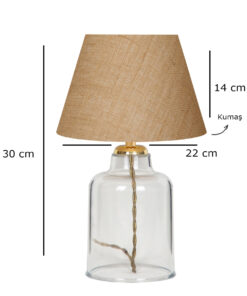 GloboStar® GloboStar® TRANS 204-0055 Μοντέρνο Eπιτραπέζιο Φωτιστικό Πορτατίφ Μονόφωτο 1 x E27 IP20 Διάφανο Πλαστικό με Μπεζ Ύφασμα - Μ22 x Π22 x Υ14cm