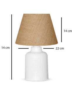 GloboStar® GloboStar® CIA 204-0082 Μοντέρνο Eπιτραπέζιο Φωτιστικό Πορτατίφ Μονόφωτο 1 x E27 IP20 Λευκό Πλαστικό με Μπεζ Ύφασμα - Μ24 x Π24 x Υ31cm