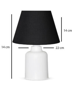 GloboStar® GloboStar® CIA 204-0081 Μοντέρνο Eπιτραπέζιο Φωτιστικό Πορτατίφ Μονόφωτο 1 x E27 IP20 Λευκό Πλαστικό με Μαύρο Ύφασμα - Μ24 x Π24 x Υ31cm