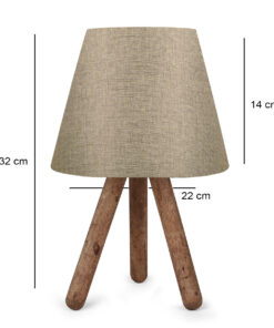 GloboStar® GloboStar® CAP 204-0067 Μοντέρνο Eπιτραπέζιο Φωτιστικό Πορτατίφ Μονόφωτο 1 x E27 IP20 Καφέ Ξύλο με Μπεζ Ύφασμα - Μ22 x Π22 x Υ33cm
